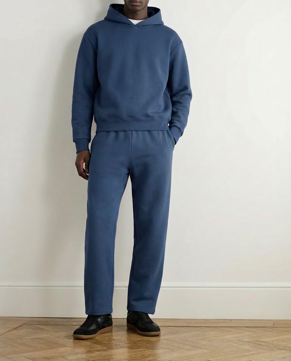 2-delat set med lös passform, huvtröja och joggingbyxor - Blå